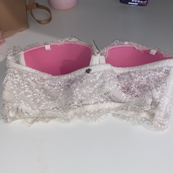 Victoria’s Secret PINK white lace lightly lined crop bustier - Picture 2 of 2